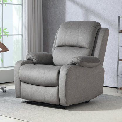 Microfibre Manual Reclining Armchair, with Footrest - Grey