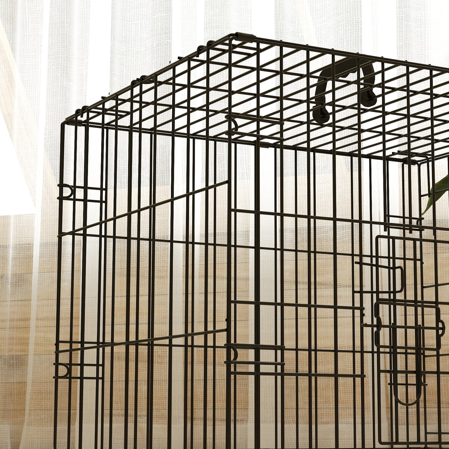 Foldable Dog Crate XS | 2 Doors | Soft Washable Cushion | Removable ABS Tray | Extra Small Dogs up to 4kg | 60 x 40 x 50cm | Black