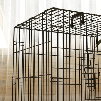 Foldable Dog Crate XS | 2 Doors | Soft Washable Cushion | Removable ABS Tray | Extra Small Dogs up to 4kg | 60 x 40 x 50cm | Black