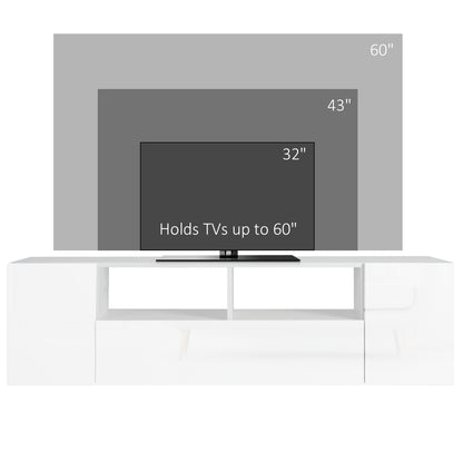 16 LED Light TV Stand, with Storage - High Gloss White