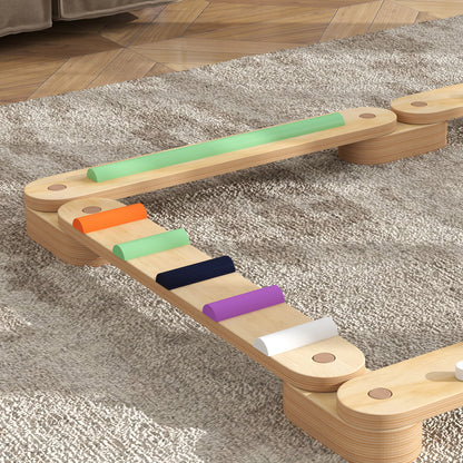AIYAPLAY Natural Toys Wooden Balance Beam for Kids Build Coordination Agility and Strength