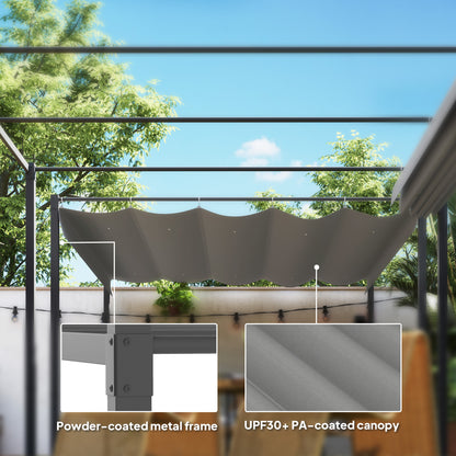 3 x 3(m) Garden Pergola with Retractable Roof and Magnetic Fixture, Outdoor Pergola Kit Sun Shade Canopy, UPF30+, Grey