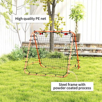 Double Sided Football Rebounder Net, Football Rebound Goal with Five Adjustable Angles, Orange