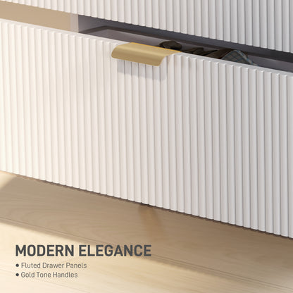 Elegant Four-Drawer Bedside Table - White