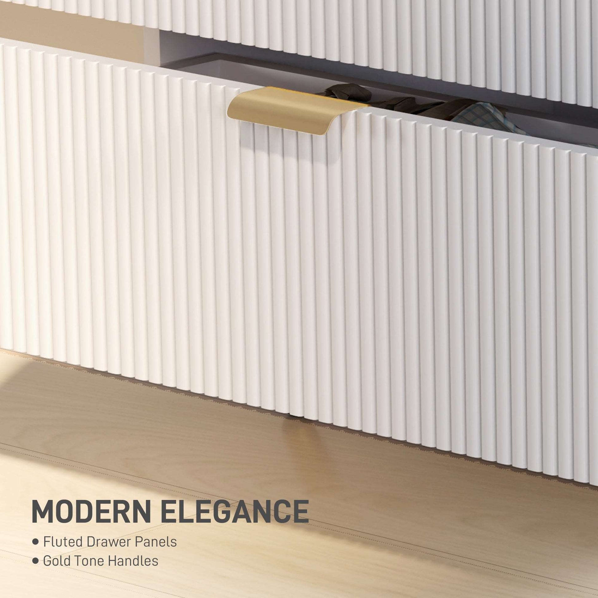 Elegant Four-Drawer Bedside Table - White