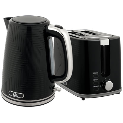 Modern Kettle and Toaster Set - Black / Grey