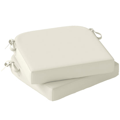 Set of 2 Outdoor Garden Chair Cushions | 7cm Foam | Water-Repellent UV30+ | Zip Cover | Ties | Cream White