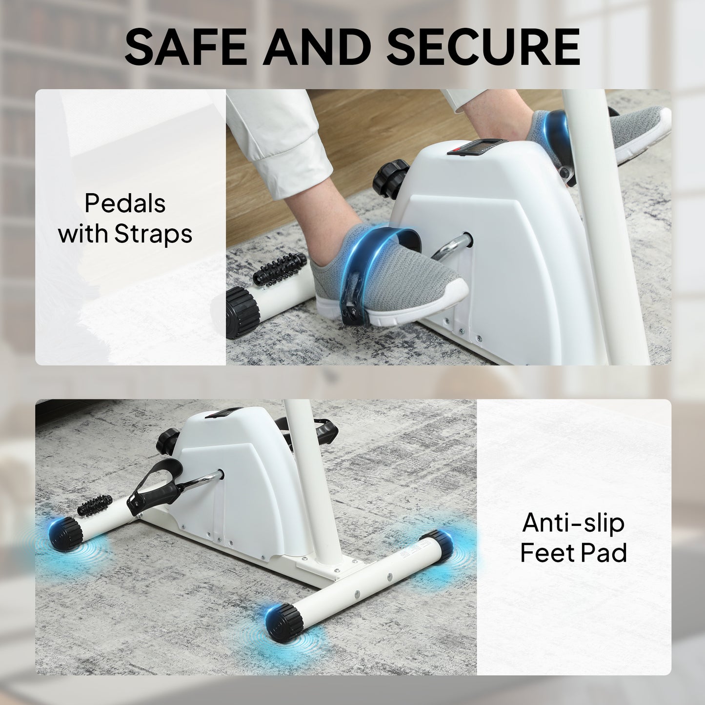 SPORTNOW Seated Pedal Exerciser with Dual Massage and Adjustable Height