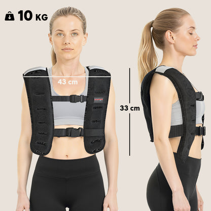 SPORTNOW Weighted Vest, 10 kg Weight Vest with Adjustable Straps, Reflective Strips, Black