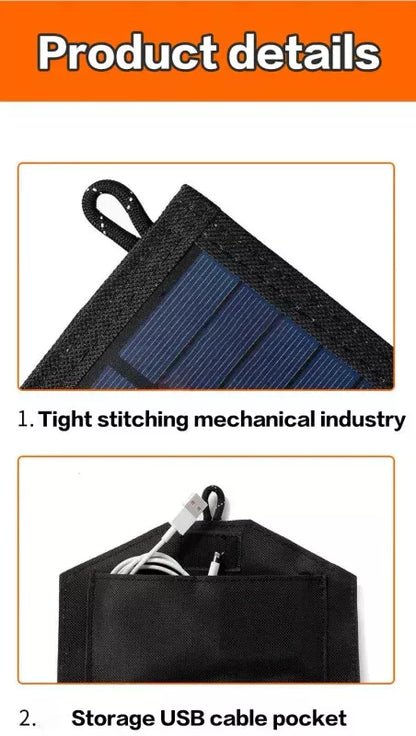 6-Fold Foldable Camping Hiking Solar Panel 20w/h Portable Solar Panels Charger USB 5V DC Full Time Power Solar Panel Mobile Power Supply