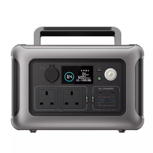 ALLPOWERS Portable Power Station R600, 299Wh LiFeP04 Battery with 2x 600W (1200W Surge) AC Outlets for Outdoor Camping RV Home