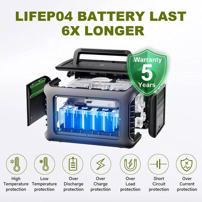 ALLPOWERS Portable Power Station R600, 299Wh LiFeP04 Battery with 2x 600W (1200W Surge) AC Outlets for Outdoor Camping RV Home