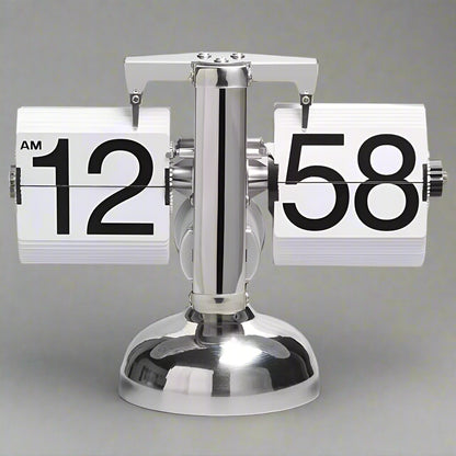 Retro Auto Flip Clock | Quartz Movement | 12-Hour AM/PM | Internal Gear Operated | ±90 Sec/Month | -10°C to +50°C | Black or White