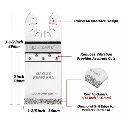 EZARC 3 Pieces Diamond Oscillating Blade Flush Cutting Oscillating Multi Tool Saw Blades For Grout Removal, Cleaning Mortar DO34F
