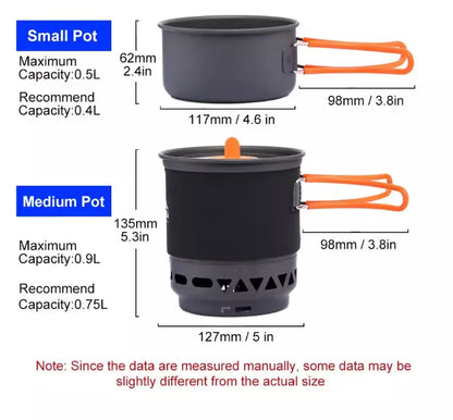 Widesea Camping Cooking System with Heat Exchanger Outdoor Gas Burner Stove Tourist Pot Set Cup Tableware Cookware