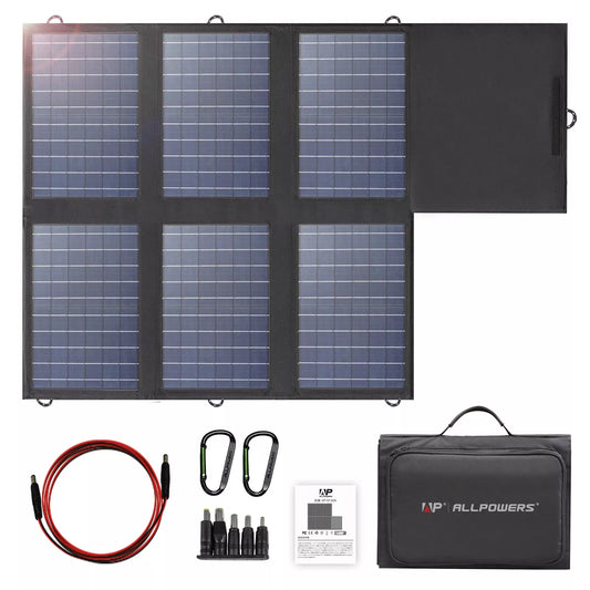 ALLPOWERS Solar Panel Charger 60W Foldable with 18V DC+USB-C 60W+USB-A*2 for Power Station , Camping, Laptop, Phone, Riding