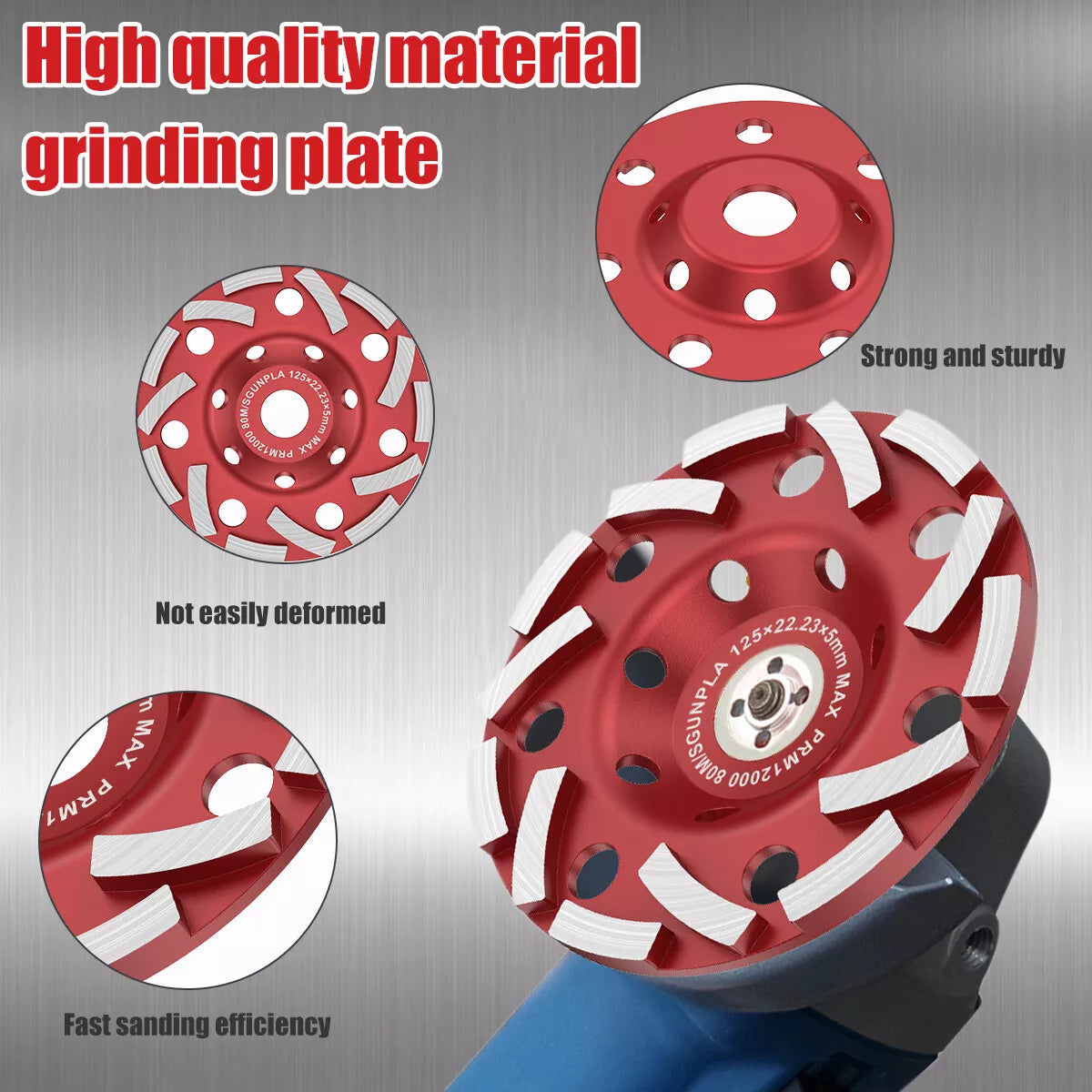 Grinding Disc 5 Inch Abrasive Cup Wheel Wear Resistant Diamond Sanding Durable Angle Grinder Disc for Concrete Stone Gypsum Marble Ceramics