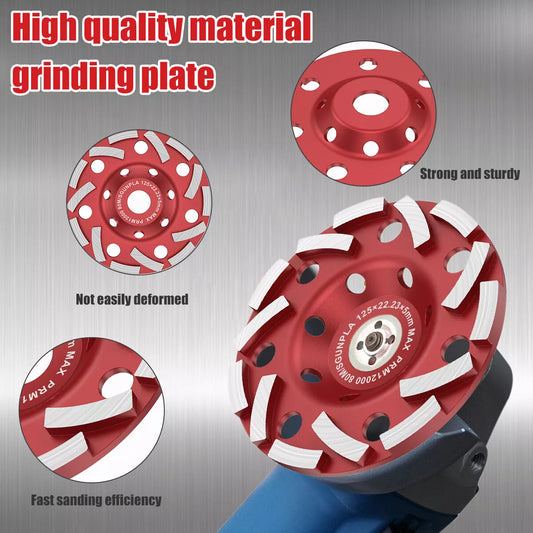 Grinding Disc 5 Inch Abrasive Cup Wheel Wear Resistant Diamond Sanding Durable Angle Grinder Disc for Concrete Stone Gypsum Marble Ceramics
