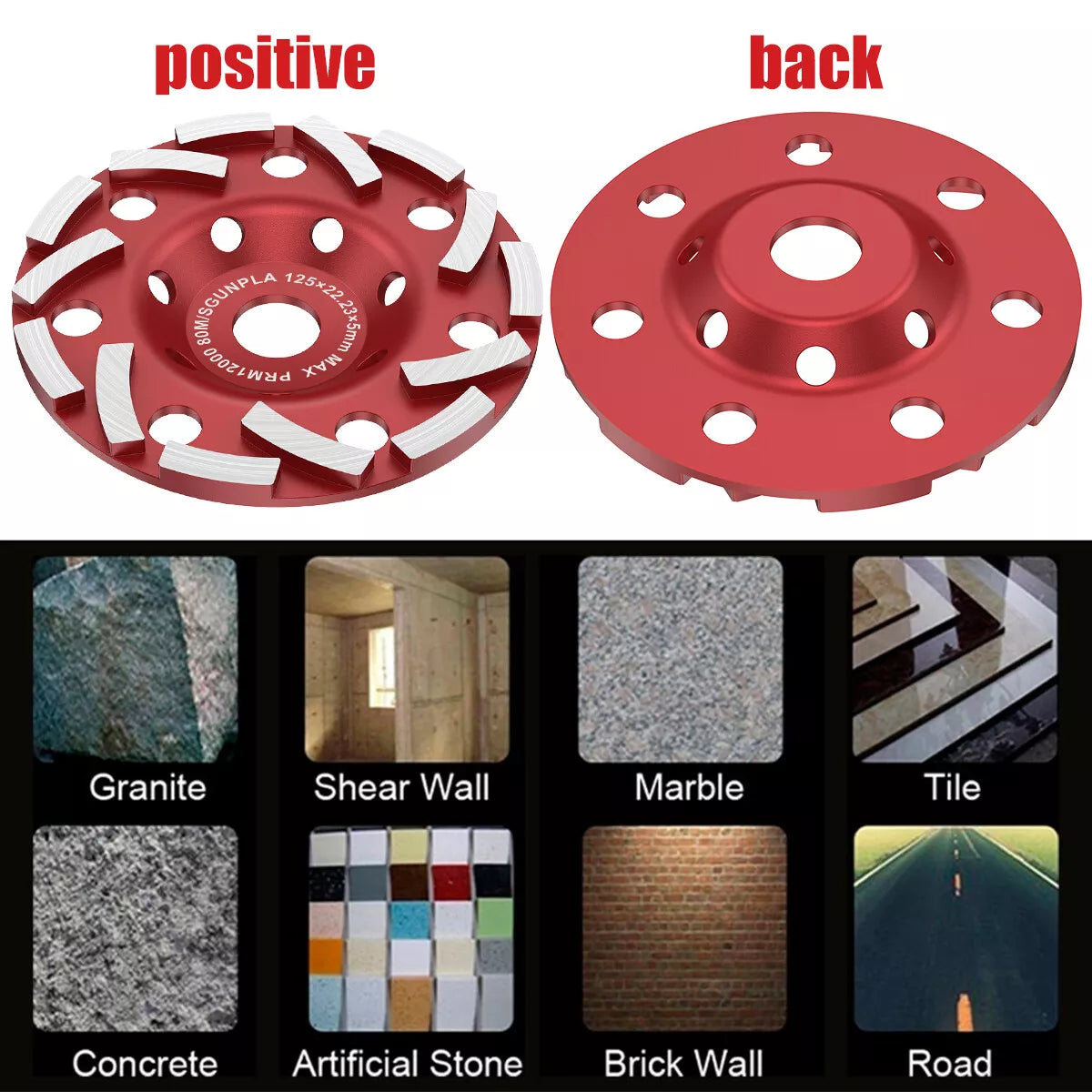 Grinding Disc 5 Inch Abrasive Cup Wheel Wear Resistant Diamond Sanding Durable Angle Grinder Disc for Concrete Stone Gypsum Marble Ceramics