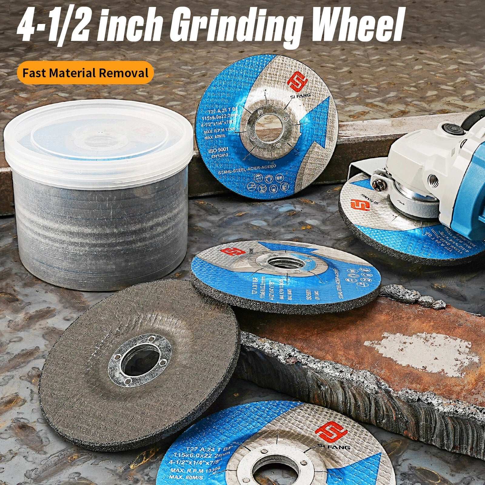 SIFANG Pack Of 2 115 x 6mm Metal Angle Grinder Stainless Steel Cutting Wheel Fibre Grinding Disc Sheet Reinforced Resin Grinding Wheel Blade