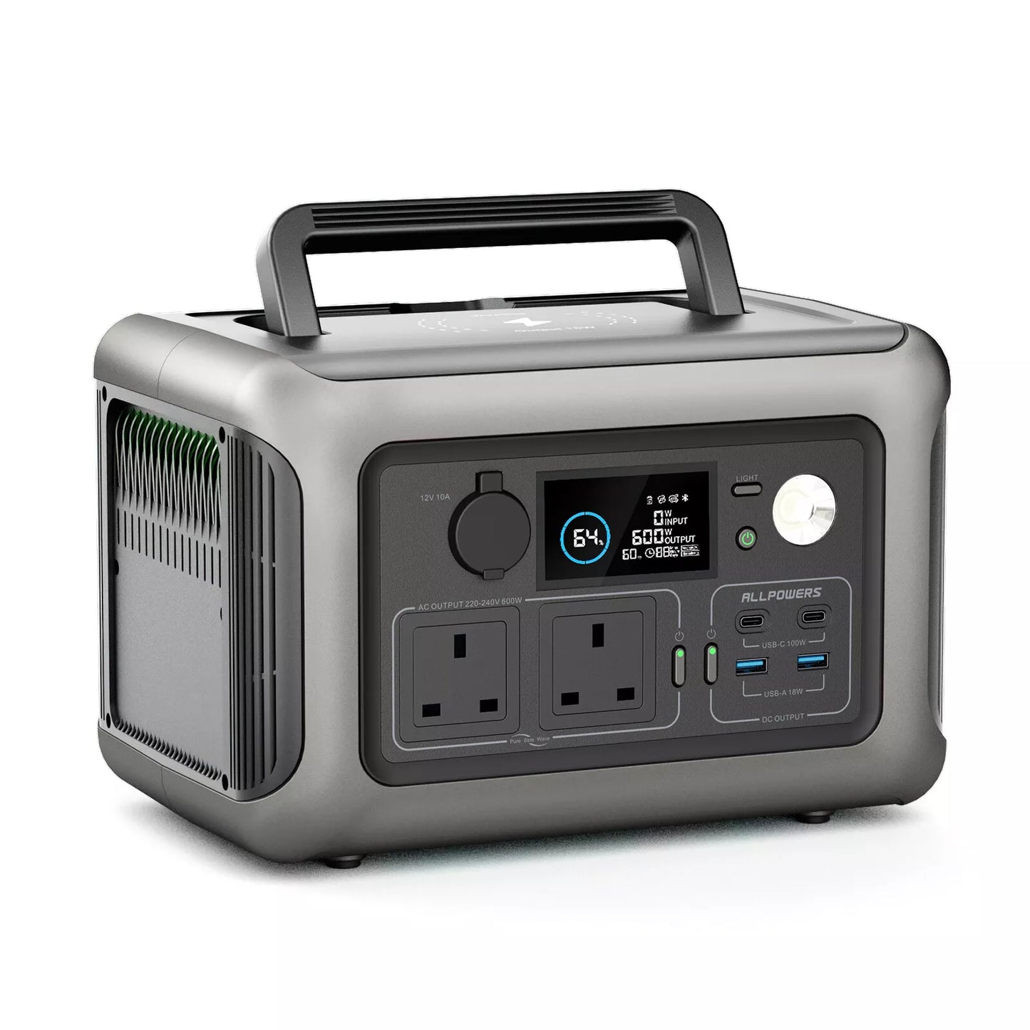 ALLPOWERS Portable Power Station R600, 299Wh LiFeP04 Battery with 2x 600W (1200W Surge) AC Outlets for Outdoor Camping RV Home