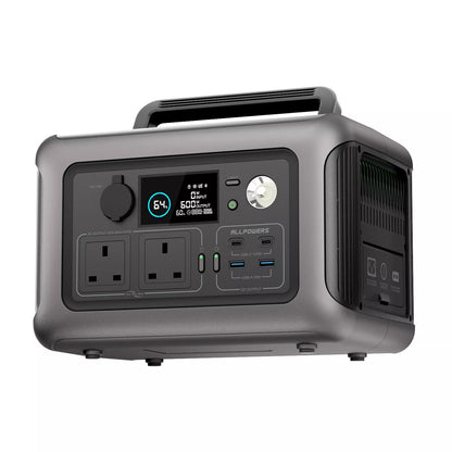 ALLPOWERS Portable Power Station R600, 299Wh LiFeP04 Battery with 2x 600W (1200W Surge) AC Outlets for Outdoor Camping RV Home