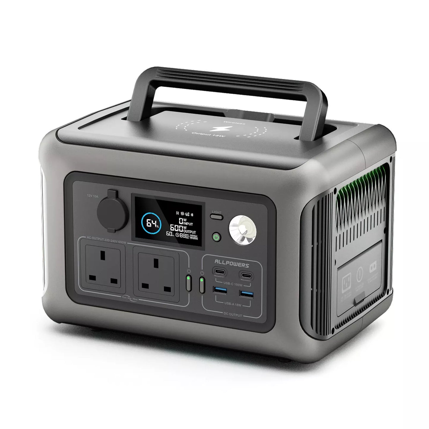 ALLPOWERS Portable Power Station R600, 299Wh LiFeP04 Battery with 2x 600W (1200W Surge) AC Outlets for Outdoor Camping RV Home