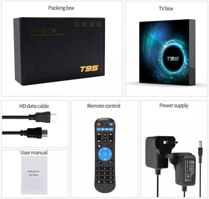 Smart TV Box 2024 T95 Plus HD 6K Android 14 Allwinner H616 8GB 128GB Dual Wifi Media Player PK X96Max Plus H96 Set Top Box & Keyboard