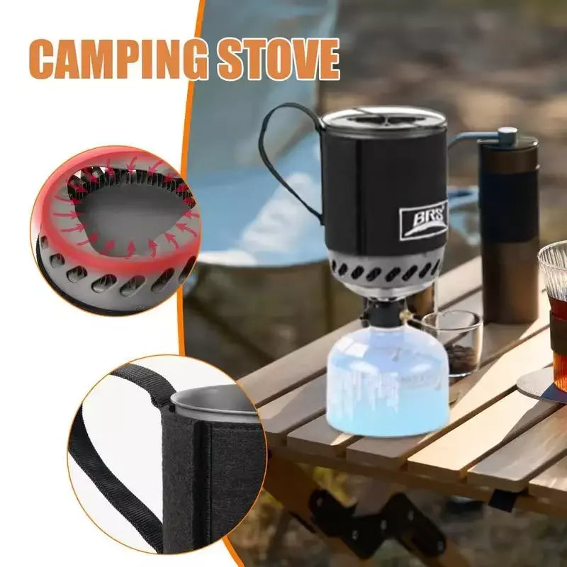 Ultralight Camping Pot Stove With Heat Exchanger Portable Gas Stove Quick Burn Coffee Cup Furnace Backpacking Camp Burner