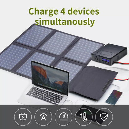 ALLPOWERS Solar Panel Charger 60W Foldable with 18V DC+USB-C 60W+USB-A*2 for Power Station , Camping, Laptop, Phone, Riding