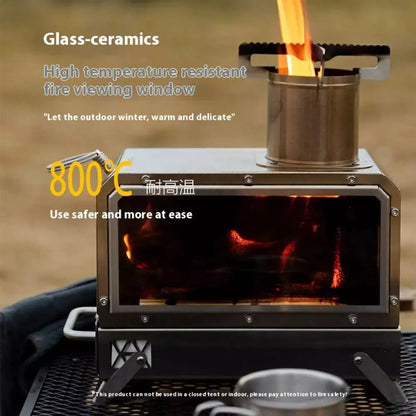Portable Firewood Square Stove Stainless Steel Outdoor Fire Heater Stove Picnic Hiking Camping Wood Burner Burning  Stove