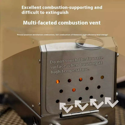 Portable Firewood Square Stove Stainless Steel Outdoor Fire Heater Stove Picnic Hiking Camping Wood Burner Burning  Stove