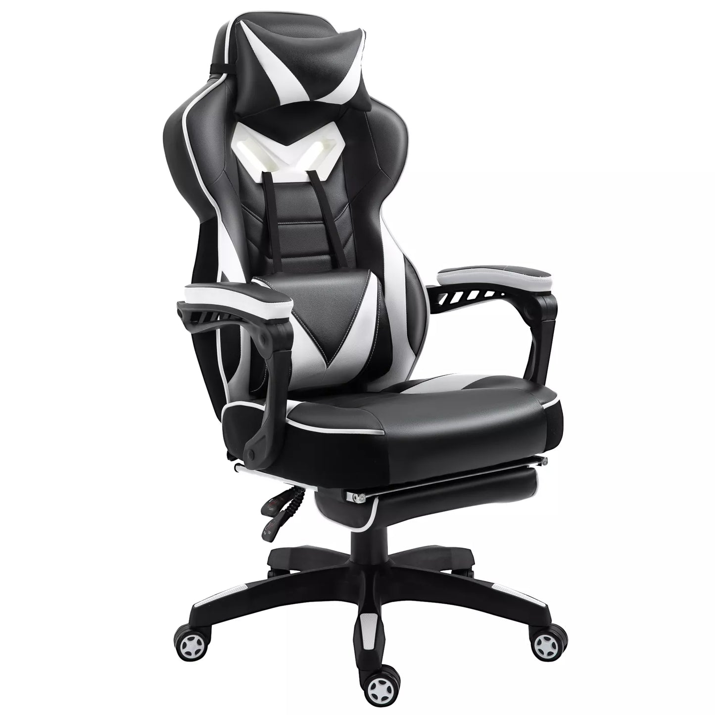 Vinsetto Ergonomic Racing Gaming Chair Office Desk Chair Adjustable Height Recliner with Wheels, Headrest, Lumbar Support, Retractable Footrest