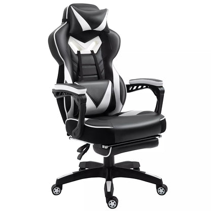 Vinsetto Ergonomic Racing Gaming Chair Office Desk Chair Adjustable Height Recliner with Wheels, Headrest, Lumbar Support, Retractable Footrest