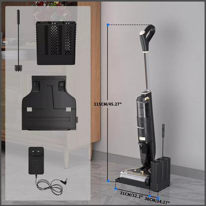 Dayplus Cordless Wet-Dry Vacuum Cleaner Wet Dry Electric Mop Floor Cleaner Cordless Lightweight Mop with Smart Digital Display Self-Cleaning