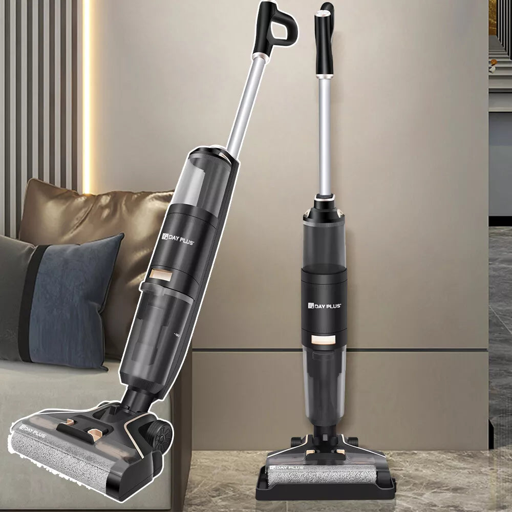 Dayplus Cordless Wet-Dry Vacuum Cleaner Wet Dry Electric Mop Floor Cleaner Cordless Lightweight Mop with Smart Digital Display Self-Cleaning