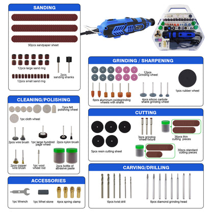 Rotary Multi Cutting Disc Tool Kit 135W With 252 Pcs of Accessories & Storage Case