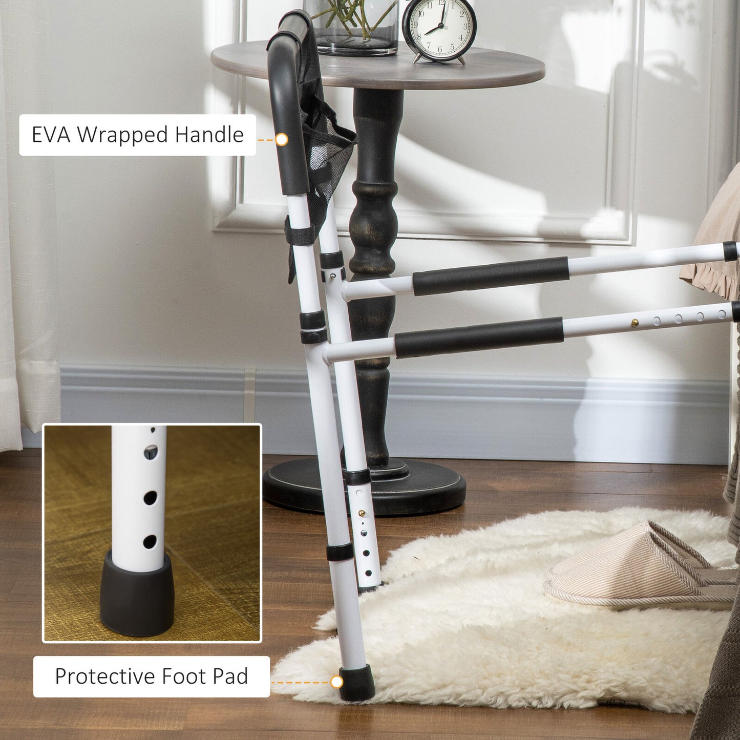 Safety Balance Helper Bed Rail Height Adjustable Support Assist Aid Grab Bar With Storage Pocket