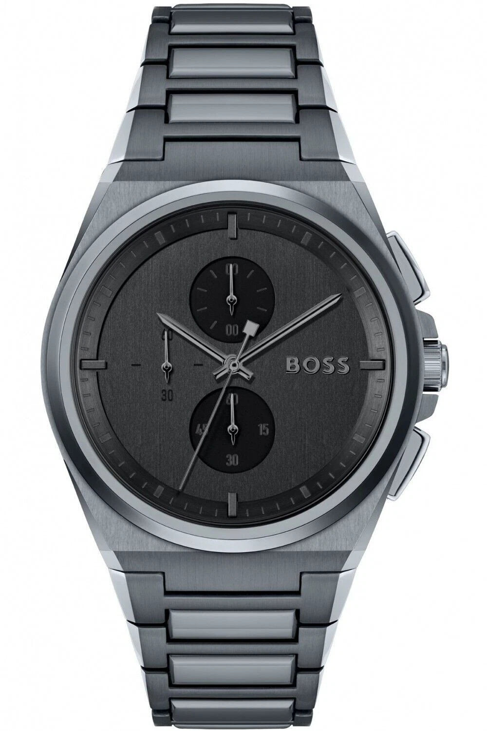 Hugo Boss Men's Steer GQ Chronograph Watch | Black Dial | Grey Bracelet | 44mm | HB1513996
