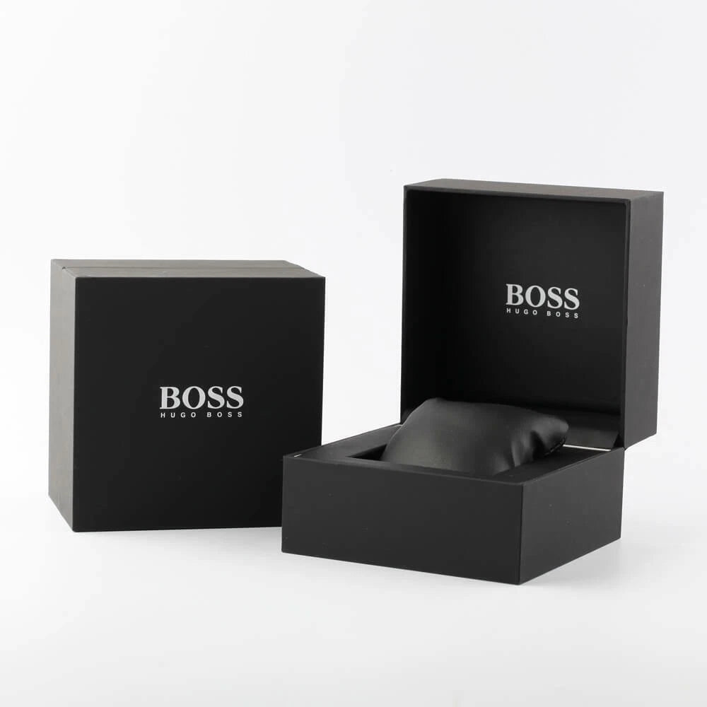 Hugo Boss Men's Allure Chronograph Watch | Green Sunray Dial | Gold Bracelet | Tachymeter | 44mm | 50m | HB1513923