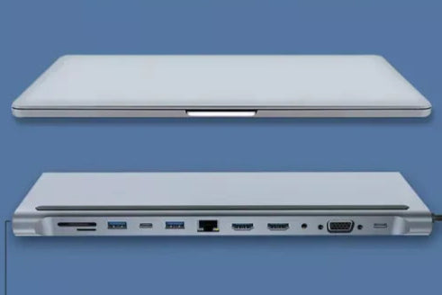 12 in 1 USB-C Docking Station Triple Monitor with HDMI Laptop, Type C to 2 Hdmi + Vga, Hub Multiport Adapter W/ USB 3.0 SD/Tf Audio for Macbook