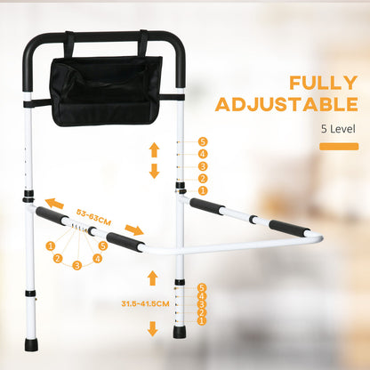 Safety Balance Helper Bed Rail Height Adjustable Support Assist Aid Grab Bar With Storage Pocket