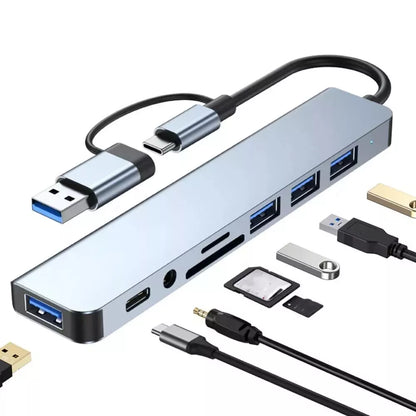 8 Port 5Gbps USB 3.0 HUB USB-C HUB Docking Station High Speed Splitter Multiport OTG Adapter Card Reader for PC / Laptops / MacBook