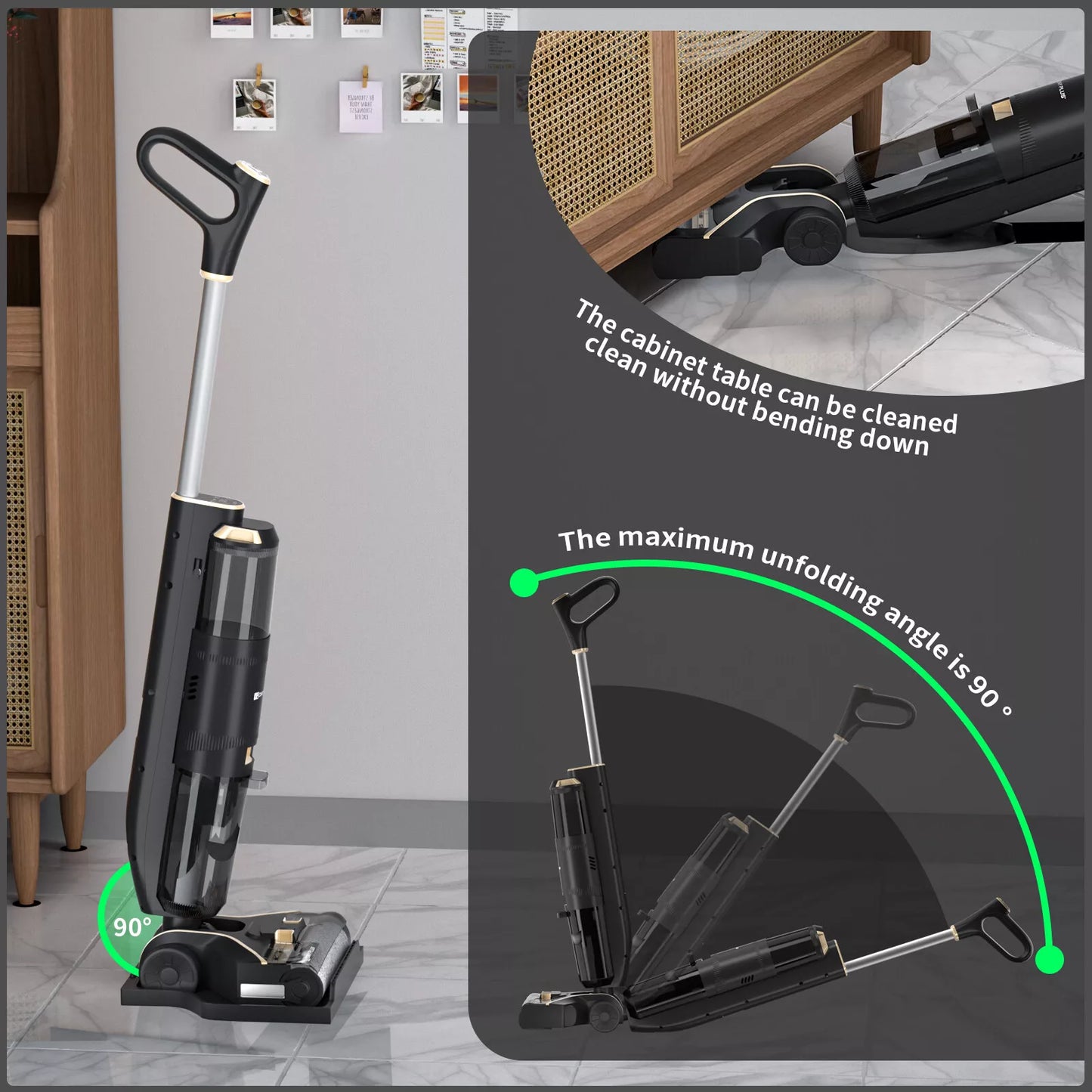 Dayplus Cordless Wet-Dry Vacuum Cleaner Wet Dry Electric Mop Floor Cleaner Cordless Lightweight Mop with Smart Digital Display Self-Cleaning