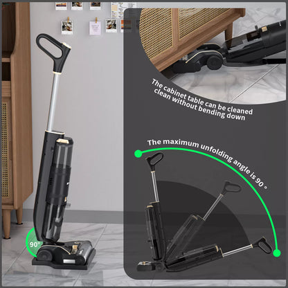 Dayplus Cordless Wet-Dry Vacuum Cleaner Wet Dry Electric Mop Floor Cleaner Cordless Lightweight Mop with Smart Digital Display Self-Cleaning