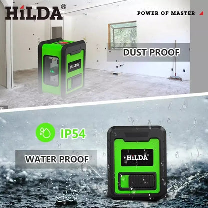 HILDA Laser Level Meter 2-Lines Cross Green Level Laser Horizontal & Vertical Nivel Laser Self-Leveling W/ Tripod, Wall Bracket & Storage Bag