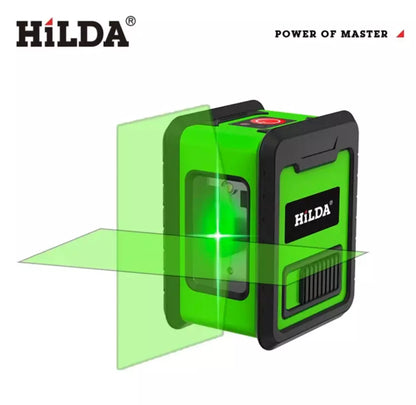 HILDA Laser Level Meter 2-Lines Cross Green Level Laser Horizontal & Vertical Nivel Laser Self-Leveling W/ Tripod, Wall Bracket & Storage Bag