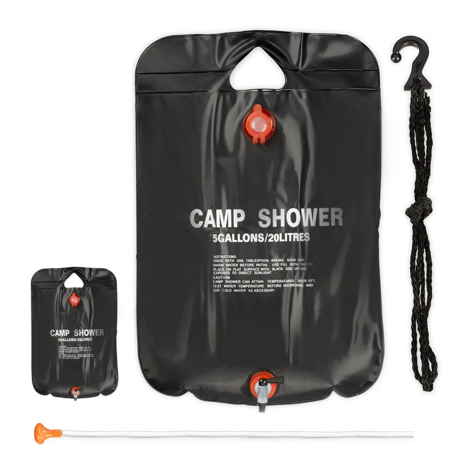 20L Portable Camping Shower Bag Outdoor Travel Hiking BBQ Cycling Beach Swimming Solar Heated Bathing Water Bag
