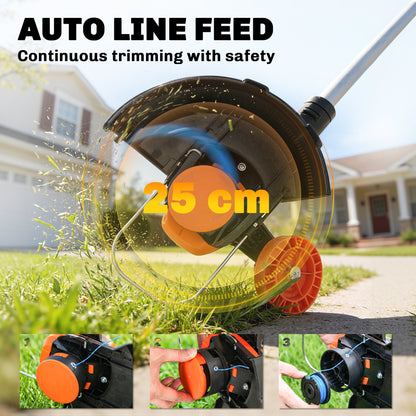 Cordless Strimmer with 2 x 4.0Ah Lithium Batteries & Charger, 2-in-1 Lightweight Cordless Grass Trimmer and Lawn Edger