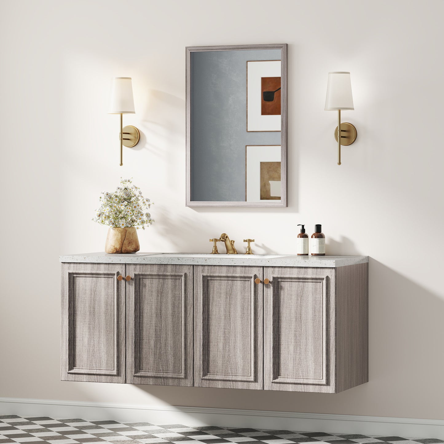 Rectangle Wall Mirror | Grey Wood Effect Frame | 40 x 60 cm